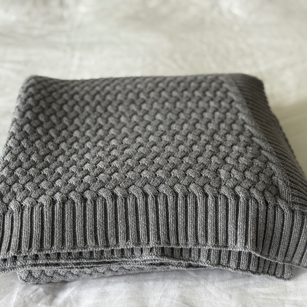 Boll and Branch basketweave cotton throw